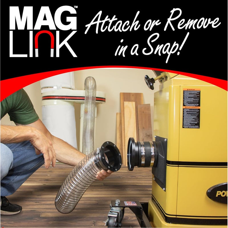 Fulton MagLink 4 Inch Super Pack 5 Machine Connection Kit, Magnetic Dust Collection Fittings for Dust Collectors, Quickly Move Hose Between 5 Machines - Image 3